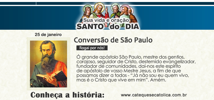 Santo do dia e oração Conversão de São Paulo