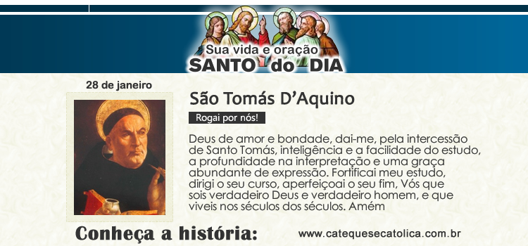 Santo do dia e oração São Tomás D'Aquino