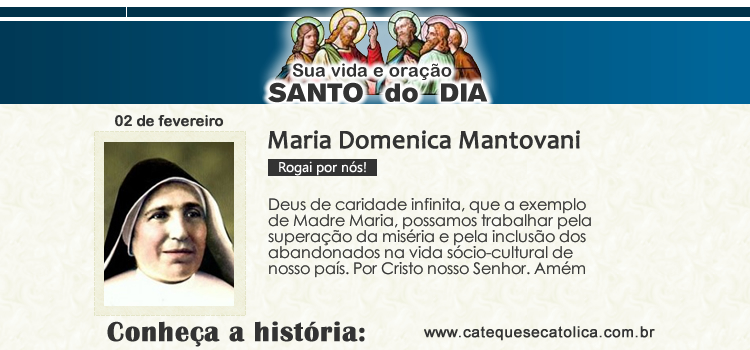 Santo do dia e oração Maria Domenica Mantovani