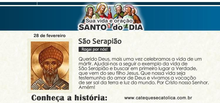 Santo do dia e oração São Serapião
