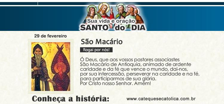 Santo do dia e oração São Macário