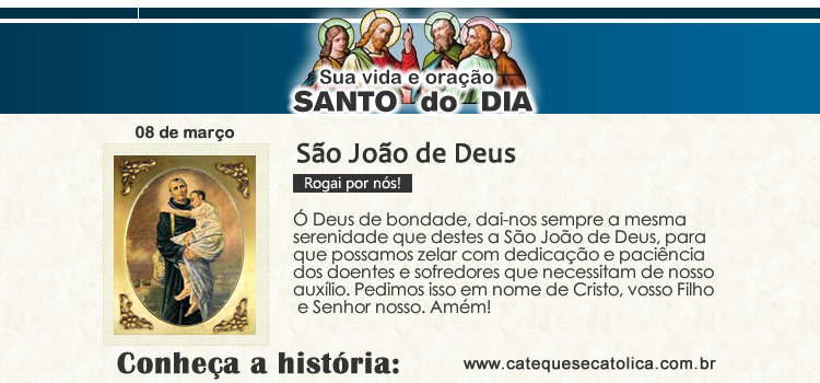 SAnto do dia e oração São João de Deus