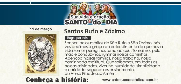 Santo do dia e oração Santos Rufo e Zózimo