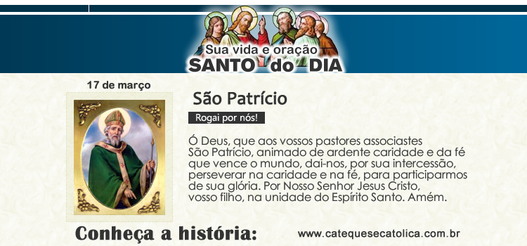 Snato do dia e oração São Patrício
