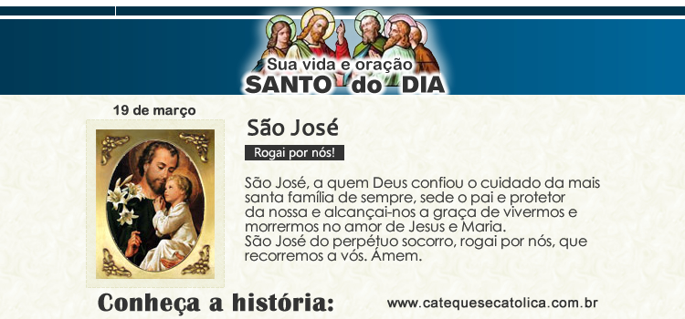 Santo do dia e oração São José