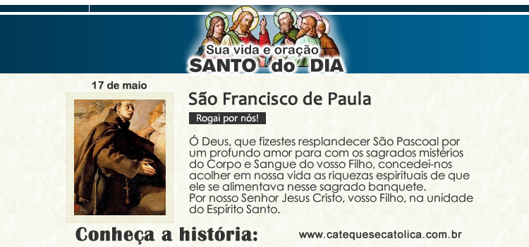 Santo do dia e oração - São Pascoal Bailão