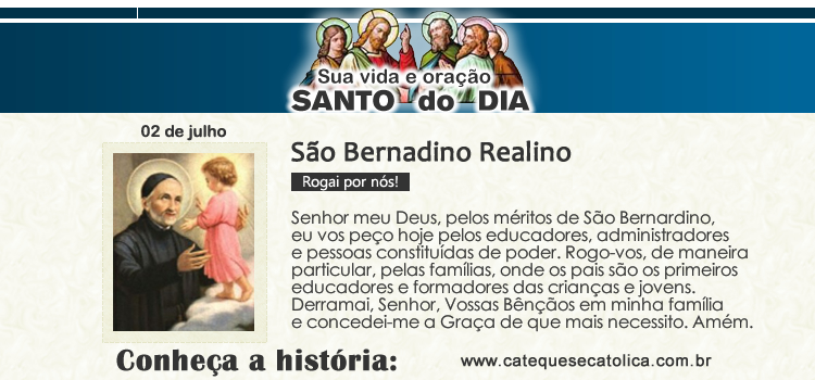 Santo do dia e oração - São Bernadino Realino