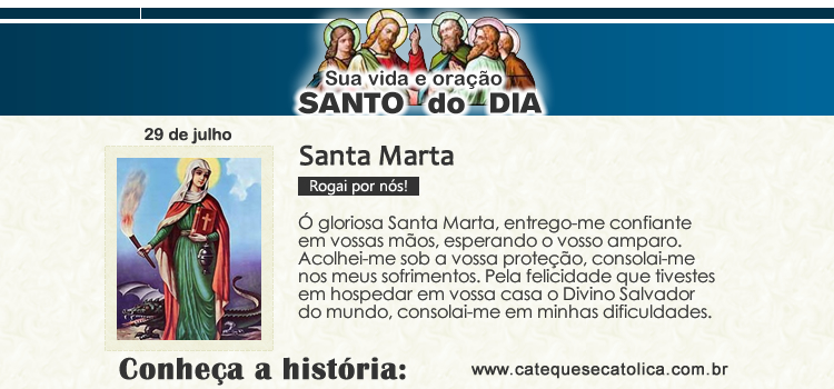 Santo do dia e oração - Santa Marta