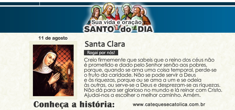 Santo do dia e oração - Santa Clara