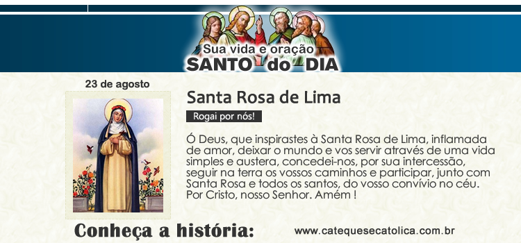 Santo do dia e oração - Santa Rosa de Lima
