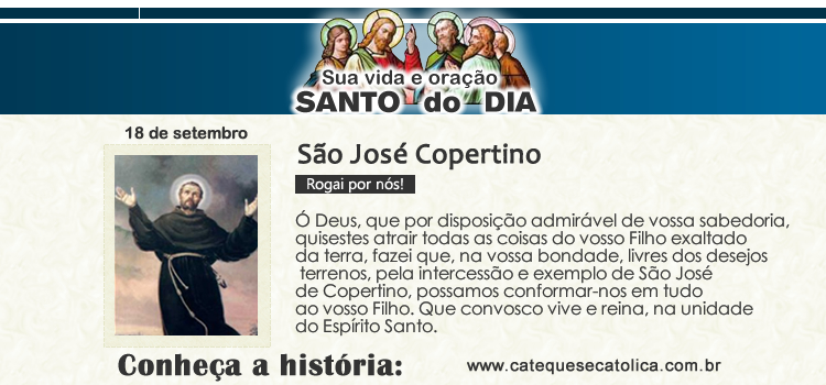 Santo do dia e oração - São José Copertino