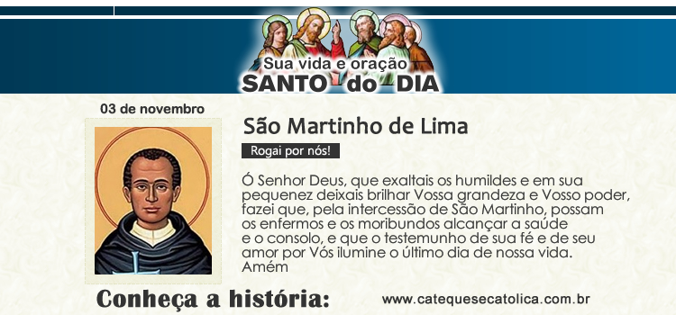 Santo do dia e oração - São Martinho de Lima