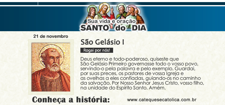Santo do dia e oração - São Gelásio I