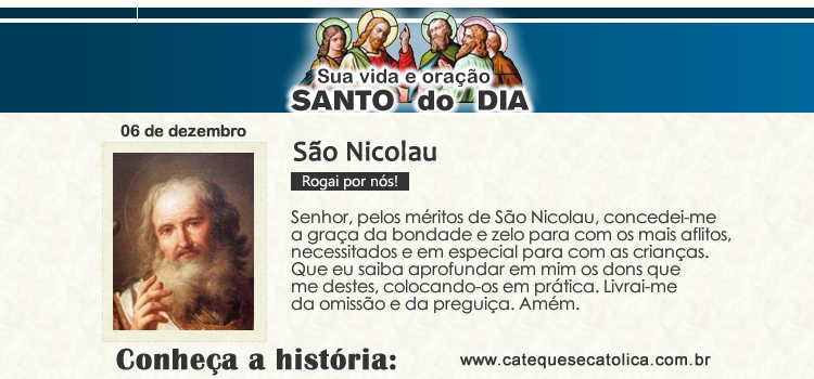 Santo do dia e oração - São Nicolau