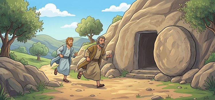 Páscoa do Senhor os discipulos foram correndo para ver que Jesus ressuscitou