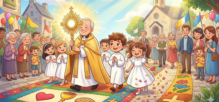 Ilustração infantil de Corpus Christi